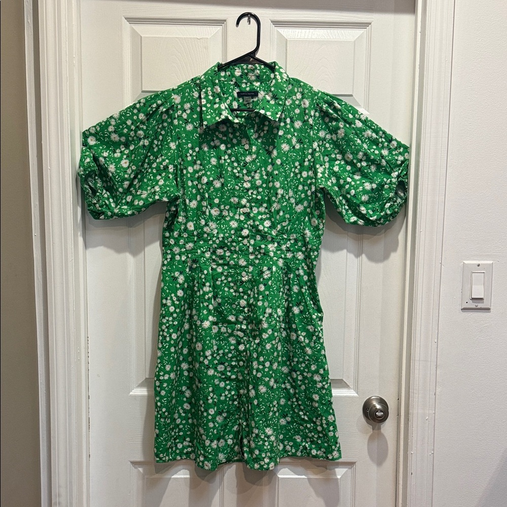 Tommy Hilfiger Green Floral Puff-Sleeve Dress